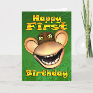 Happy 1. Geburtstag Monkey Banana Tageskarte Karte