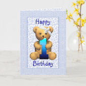 Happy 1. Geburtstag Teddy Bar Karte (Gelbe Blume)