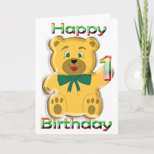Happy 1. Geburtstag Teddy Bear Card Karte