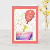 Happy 1. Geburtstagshähnchen Karte (Gelbe Blume)