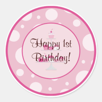 Happy 1. Geburtstagsticker Runder Aufkleber