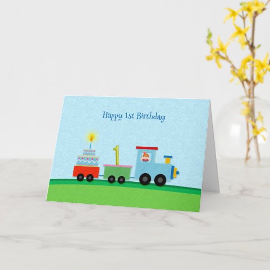 Happy 1. Geburtstagszug Karte (Gelbe Blume)