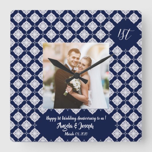 Happy 1. Jubiläum dekorative Foto Uhr (Vorderseite)