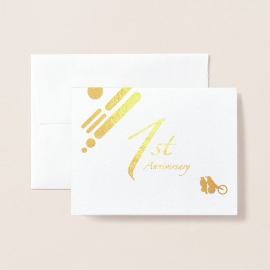 Happy 1. Jubiläum Mod Birds Folienkarte (Vorderseite mit Umschlag)