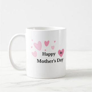 Happy 1. Mütter Tag mit Herz auf einem Kaffeetasse