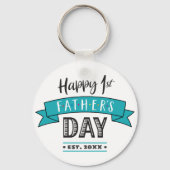 Happy 1. Vatertag Türkis Banner Cool kühl Schlüsselanhänger (Rückseite)