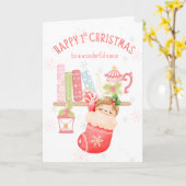 Happy 1. Weihnachten bis Nichte Karte (Gelbe Blume)