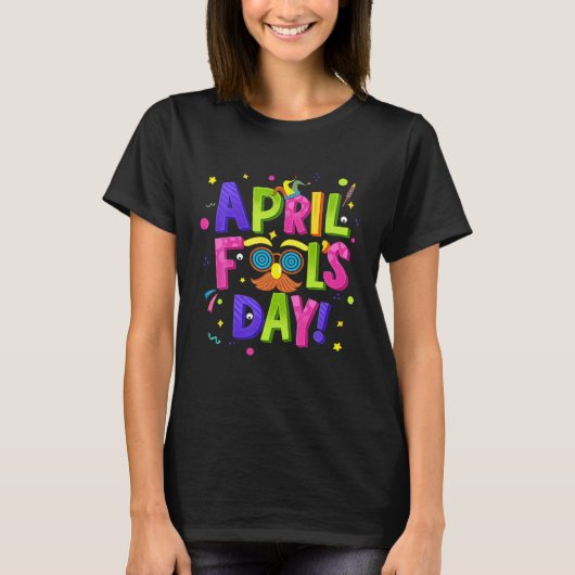 Happy 1st April Fools Day Eyeglasses Beard Prank J T-Shirt (Vorderseite)