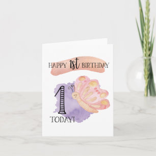 Happy 1st Birthday 1 Today Butterfly Card Karte