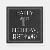 HAPPY 1ST BIRTHDAY; Art Deco Style; Custom Name Serviette (Vorderseite)