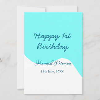 Happy 1st birthday blue wavy retro boho name date einladung