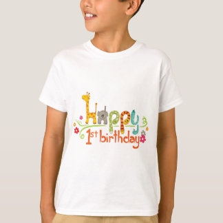 Happy 1st Birthday – Cute Animal Theme Celebration T-Shirt