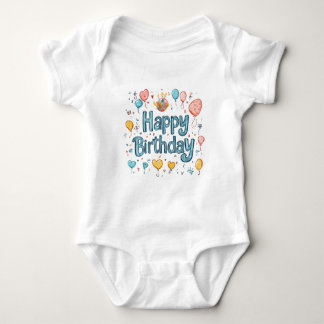Happy 1st Birthday – Cute balloon Baby Strampler