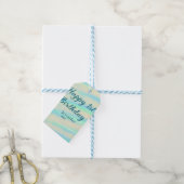 Happy 1st birthday kids baby blue green pastel ret geschenkanhänger (Mit Garn)