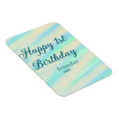 Happy 1st birthday kids baby blue green pastel ret magnet (Rechte Seite)