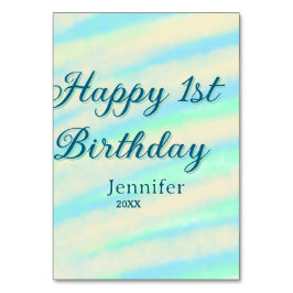 Happy 1st birthday kids baby blue green pastel ret tischnummer