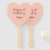 Happy 1st birthday orange purple boho retro name  fächer (Vorne und Hinten)