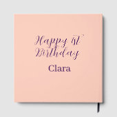 Happy 1st birthday orange purple boho retro name  gästebuch (Rückseite)