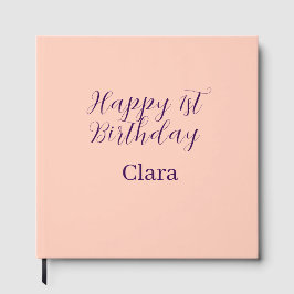Happy 1st birthday orange purple boho retro name  gästebuch