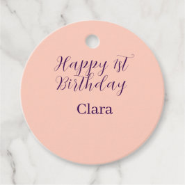 Happy 1st birthday orange purple boho retro name  geschenkanhänger