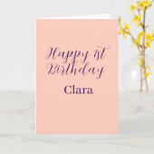 Happy 1st birthday orange purple boho retro name  karte (Gelbe Blume)