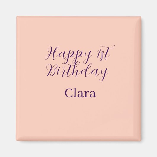 Happy 1st birthday orange purple boho retro name  magnet (Vorne)