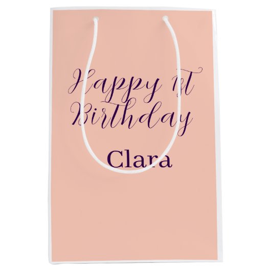 Happy 1st birthday orange purple boho retro name  mittlere geschenktüte (Vorderseite)