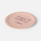 Happy 1st birthday orange purple boho retro name  pappteller (Schrägansicht)