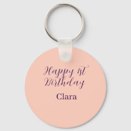 Happy 1st birthday orange purple boho retro name  schlüsselanhänger