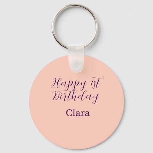 Happy 1st birthday orange purple boho retro name  schlüsselanhänger (Vorderseite)
