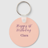 Happy 1st birthday orange purple boho retro name  schlüsselanhänger (Rückseite)