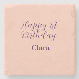 Happy 1st birthday orange purple boho retro name  steinuntersetzer