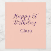 Happy 1st birthday orange purple boho retro name  weinetikett (Einzelnes Label)