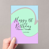 Happy 1st birthday pink green blue acrylic pour acryleinladungen (Insitu (Handheld))