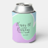 Happy 1st birthday pink green blue acrylic pour  dosenkühler (Kanne Rückseite)
