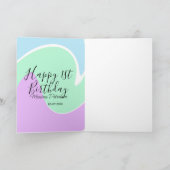 Happy 1st birthday pink green blue acrylic pour karte (Innenseite)