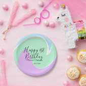 Happy 1st birthday pink green blue acrylic pour pappteller (Party)