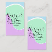 Happy 1st birthday pink green blue acrylic pour visitenkarte (Vorne/Hinten)