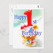 Happy 1st Birthday Postkarte (Vorne/Hinten)