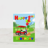 Happy 1st Birthday Red Boys Golf Card Karte (Vorderseite)