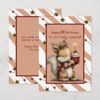 Happy 1st. Birthday to Our Baby Squirrel Einladung