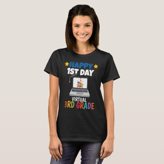 Happy 1st Day Virtual 3rd Grade T-Shirt (Vorne ganz)