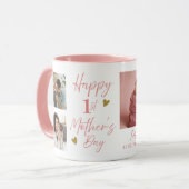 Happy 1st Mothers Day As Grandma 5 Photo Pink Tasse (Vorderseite Links)
