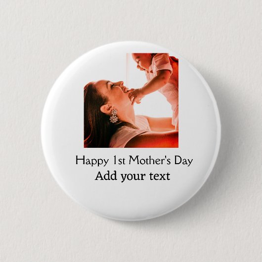 Happy 1st Mother's Day Beste Mutter je Foto-Name h Button (Vorderseite)