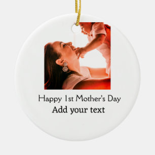 Happy 1st Mother's Day Beste Mutter je Foto-Name h Keramik Ornament