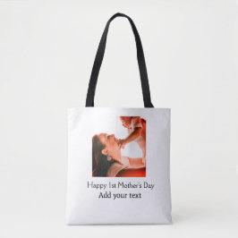 Happy 1st Mother's Day Beste Mutter je Foto-Name h Tasche
