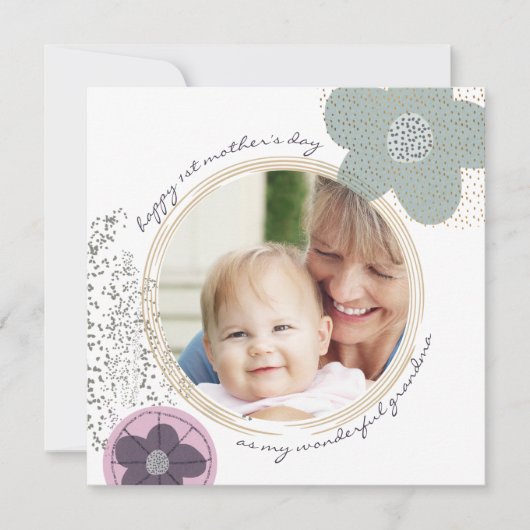 Happy 1st Mothers Day Oma Moderne Blume Foto (Vorderseite)