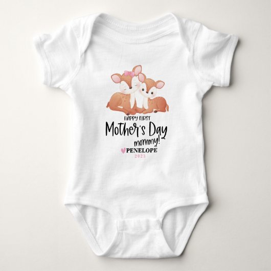 Happy 1st Mütter Day Baby Bodysuit mit Namen Baby Strampler (Vorderseite)