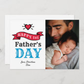 Happy 1st Vathers Day Modern Typografy Foto Card (Vorne/Hinten)