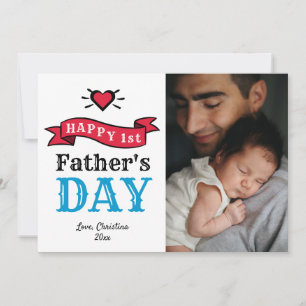 Happy 1st Vathers Day Modern Typografy Foto Card
